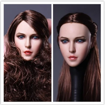 1:6 Масштабная модель Женщина Девушка Длинные прямые / Кудрявые волосы Женщина Голова Резка Скульптура Для 12 Дюймов Фигурка Тело Игрушки Куклы Вентиляторы