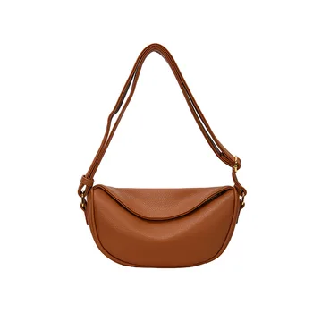 Модная женская сумка Высококачественная сумка для подмышек Мягкая кожаная сумка через плечо с ретро-текстурой