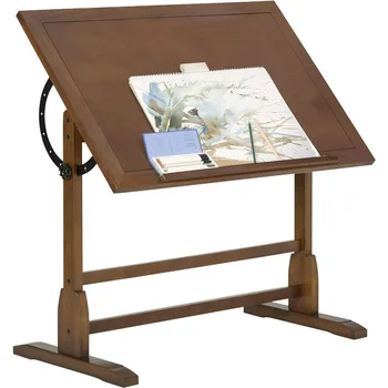 Studio Designs Винтажный чертежный стол - Стол для рисования из массива дерева антикварного дизайна со встроенной канавкой для карандаша и выступом для карандаша