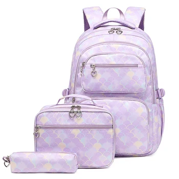 XZAN Школьный рюкзак для подростков Девочки Дети Студенческий рюкзак Водонепроницаемый детский школьный рюкзак с пеналом Сумка для обеда