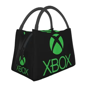 зеленый Xboxs Логотип Изолированные сумки для ланча для женщин Видеоигры Геймер Многоразовый термокулер Еда Ланч Бокс На открытом воздухе Кемпинг Путешествия