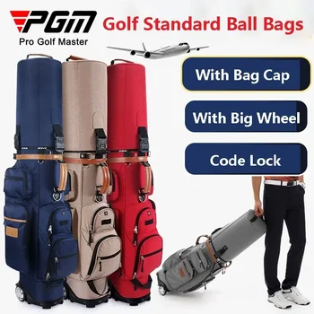 PGM Многофункциональные стандартные сумки для мячей для гольфа Сумка-подставка большой емкости с колесом Водонепроницаемый пыленепроницаемый авиационный пакет с крышкой