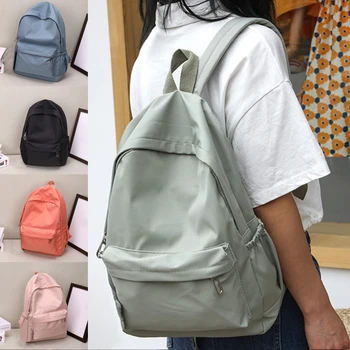  Повседневная сумка через плечо большой емкости Ins Wind Fashion Girls Корейский однотонный Простой студенческий рюкзак Школьные рюкзаки для путешествий