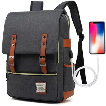  Винтажный 17-дюймовый рюкзак для ноутбука Женские холщовые сумки Мужские холщовые рюкзаки для путешествий и отдыха Ретро повседневная сумка Школьные сумки для подростков
