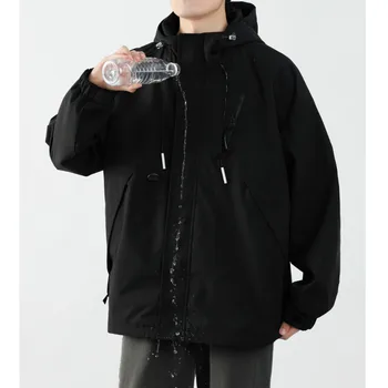 Осенняя ветровка Куртка Мужская спортивная одежда на открытом воздухе Корейский старший мальчик Негабаритная ветрозащитная куртка Harajuku Дождевик с капюшоном