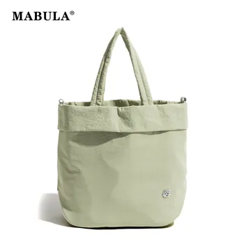 MABULA Простая нейлоновая женская сумка с верхней ручкой Модная зеленая повседневная сумка для девочек Повседневные покупкиТвердая дорожная сумочка через плечо