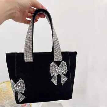 2024 Новая сумка-ведро с бантом Роскошная дизайнерская сумка, инкрустированная бриллиантами