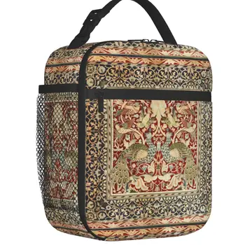 William Morris Винтажные термоизолированные сумки для ланча Цветочный текстильный узор Портативный контейнер для обеда Лагерь Путешествие Хранение Коробка с едой