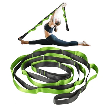 Эластичный ремень для йоги с 12 петлями Неэластичный ремень для растяжки Оборудование для физиотерапии Танцевальные упражнения Пилатес Гимнастика