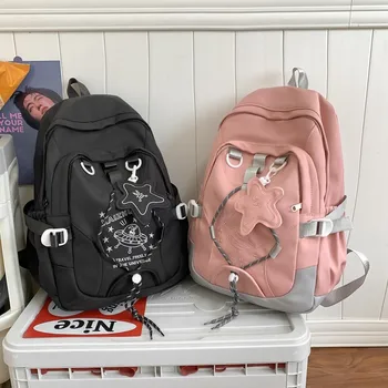 корейский модный рюкзак для женщин большой емкости студент колледжа школьные сумки с вышивкой водонепроницаемый повседневный дорожный рюкзак 2023