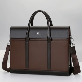 Роскошный мужской портфель из натуральной кожи, сумка большой емкости, сумка с высоким плечом, бизнес-ноутбук для мужчин