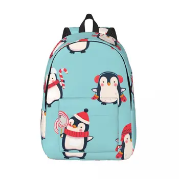 Симпатичный рюкзак с иллюстрацией пингвина Мужской рюкзак школьника Женский рюкзак для ноутбука большой емкости