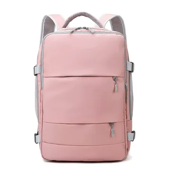 Розовый женский дорожный рюкзак Водоотталкивающий противоугонный стильный повседневный рюкзак с багажным ремнем и USB-портом для зарядки рюкзака