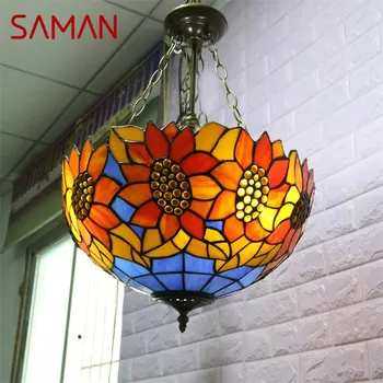 SAMAN Tiffany Подвесной светильник Современные светодиодные светильники для подсолнуха для домашней столовой