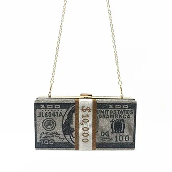 Новый стиль, полная бриллиантов, маленькая квадратная сумка, долларовая сумка для ужина, украшенная бриллиантами, европейская и американская модная долларовая сумка со стразами