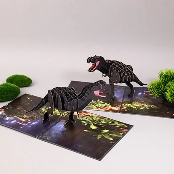 Креативный динозавр 3D Поздравительная Открытка Детский День Рождения Животное Поздравительная Открытка Благословение Сообщение Открытка Открытка Пригласительное Письмо