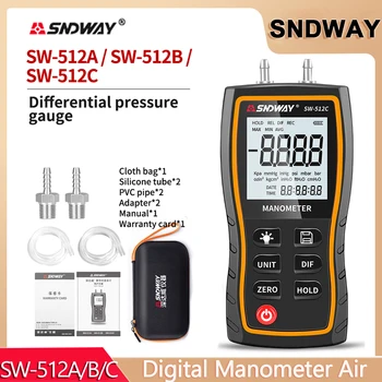 SNDWAY Цифровой манометр серии SW-512 Манометр воздушного давления ±103,42 кПа Разрешение 0,01 Дифференциальное давление воздуха Комплект дифференциальных манометров Инструменты