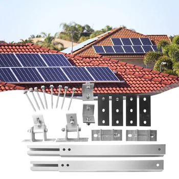 Подставка для кронштейна солнечной панели Солнечный модуль для балконной станции Плоская стена крыши Регулируемый угол наклона 0-60 ° Зажим Фотоэлектрические детали