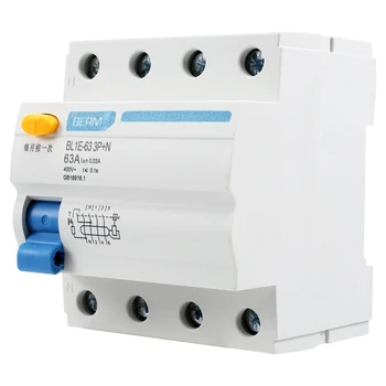 BL1E-63 3P + N 63A RCCB Автоматический выключатель дифференциального тока 400 В 30 мА Электрическая защита от утечек Мини-автоматический выключатель