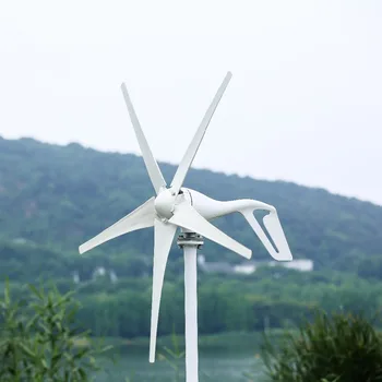  Заводская продажа Горизонтальный старт 1,3 м/с Новая ветряная турбина мощностью 600 Вт 12 В 24 В с 5 лопастями и контроллером ШИМ для домашнего использования