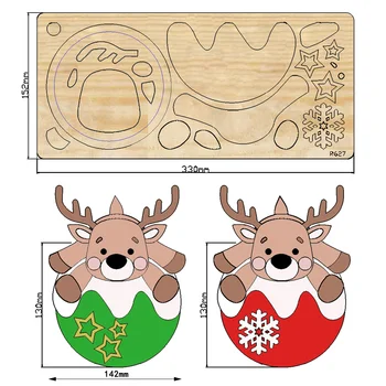 Christmas Reindeers Новые деревянные режущие штампы Скрапбукинг DIY Подходит для обычных высекальных машин на рынке / R627
