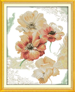 Joy Sunday Предварительно напечатанный набор для вышивки крестом Easy Pattern Aida Штампованная ткань Набор для вышивки - Китайская роза